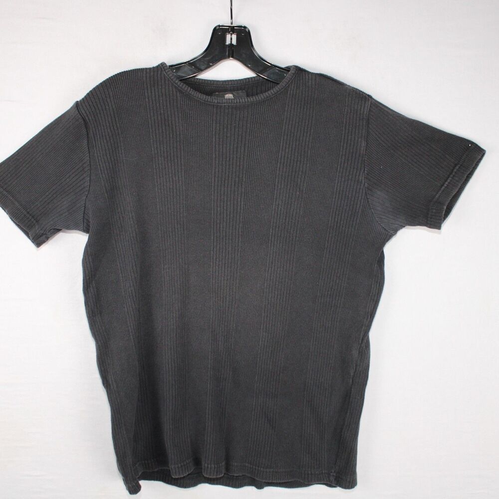 Structure Vintage Men’s Grey Ribbed Tshirt 100% Cotton Size Medium Black